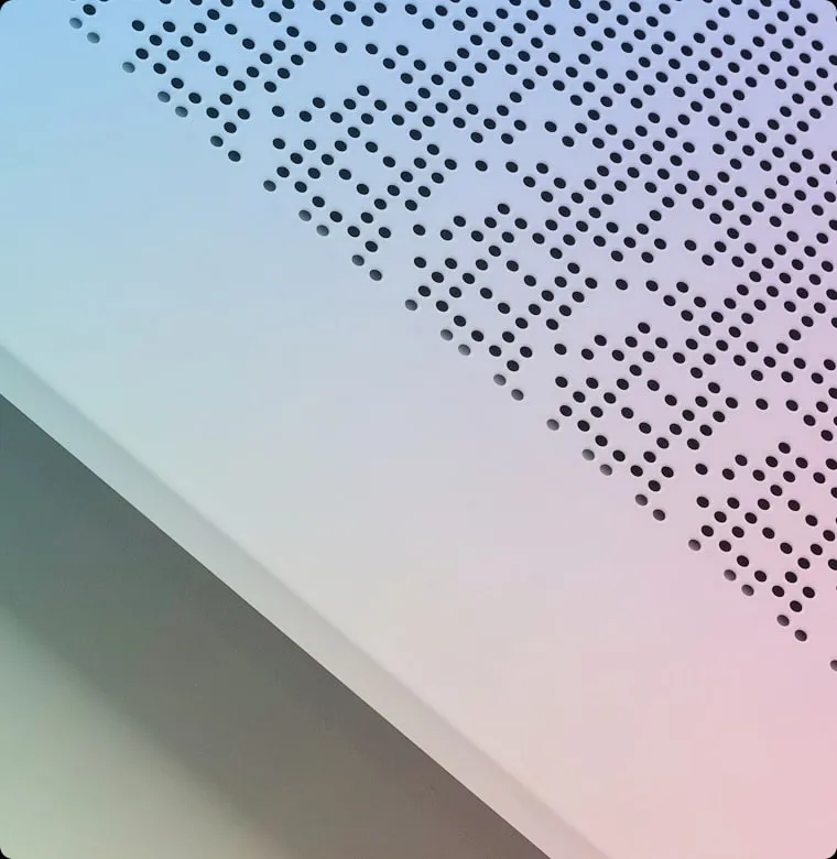 Perforated metal detail on a LOOP console panel