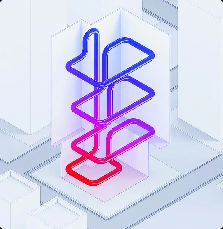 Isometric illustration of a looping pipe in gradient colour