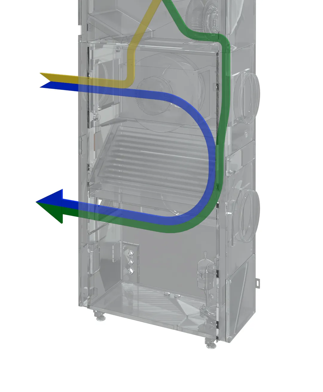 AIO Vertical Stack condenser airflow — intake left, exhaust left