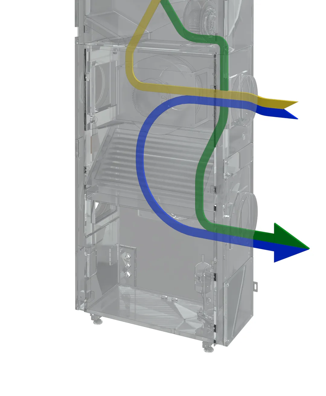 AIO Vertical Stack condenser airflow — intake right, exhaust right