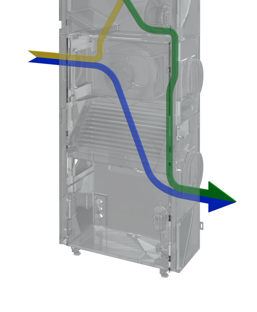 AIO Vertical Stack condenser airflow — intake left, exhaust right