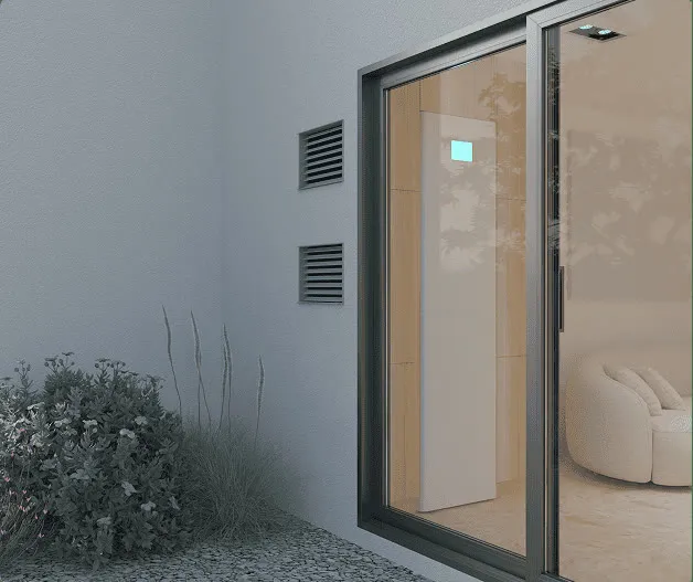 A modular home facade with the unit's two integrated wall vents