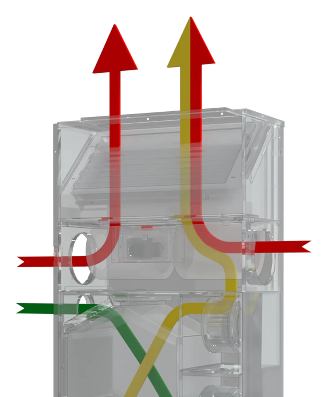 AIO Vertical Stack fan coil airflow — configuration 1