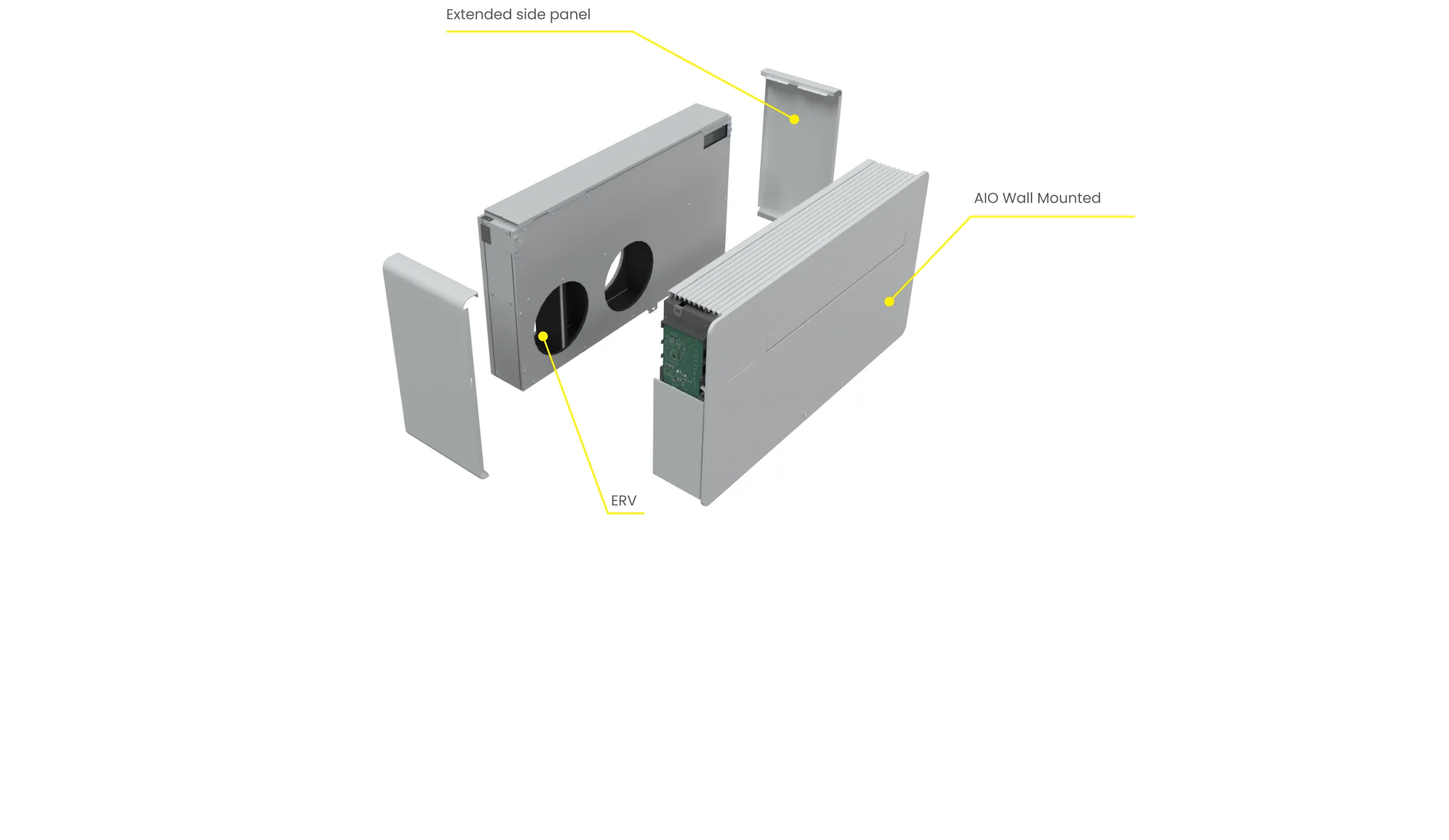 ERV module combined with AIO Wall Mounted, front view