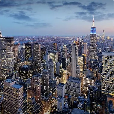 The Manhattan skyline at dusk