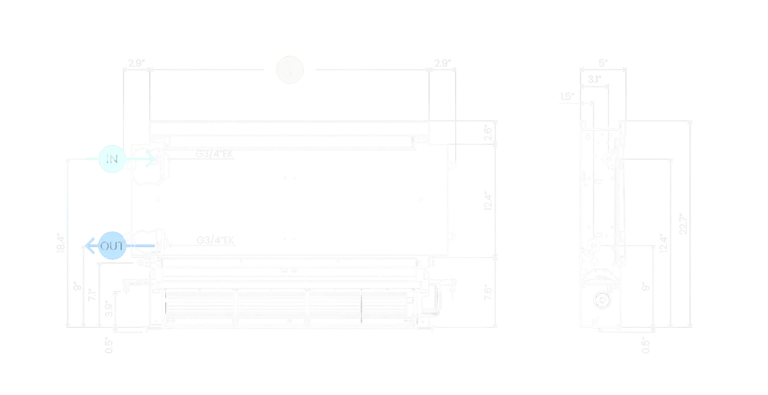 OSMO Recessed Wall Plaster Frame standard-version dimensioned drawing