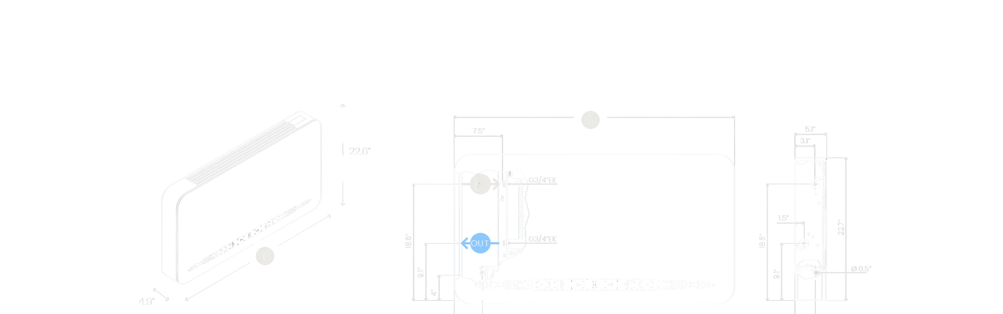 OSMO Wall Mounted cutaway with its components labeled