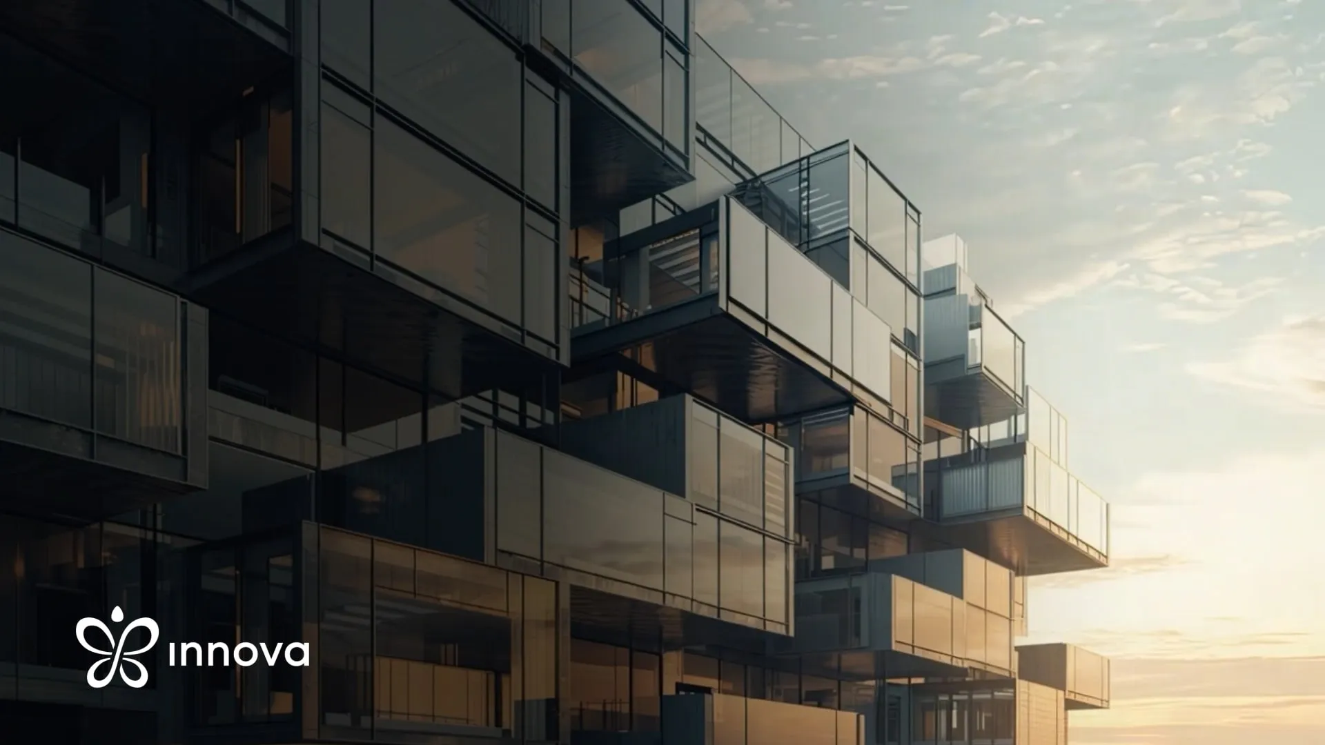 A building facade at dusk with no visible exterior HVAC equipment