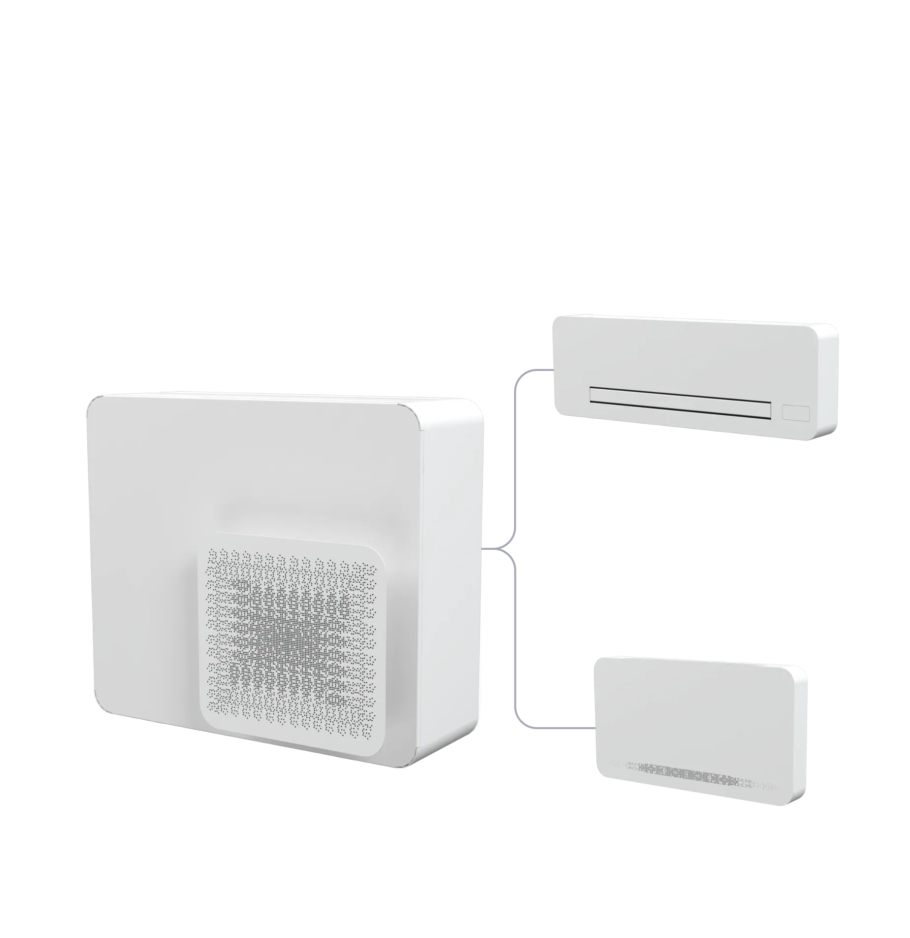 A STØNE outdoor unit with OSMO and WLHP indoor units