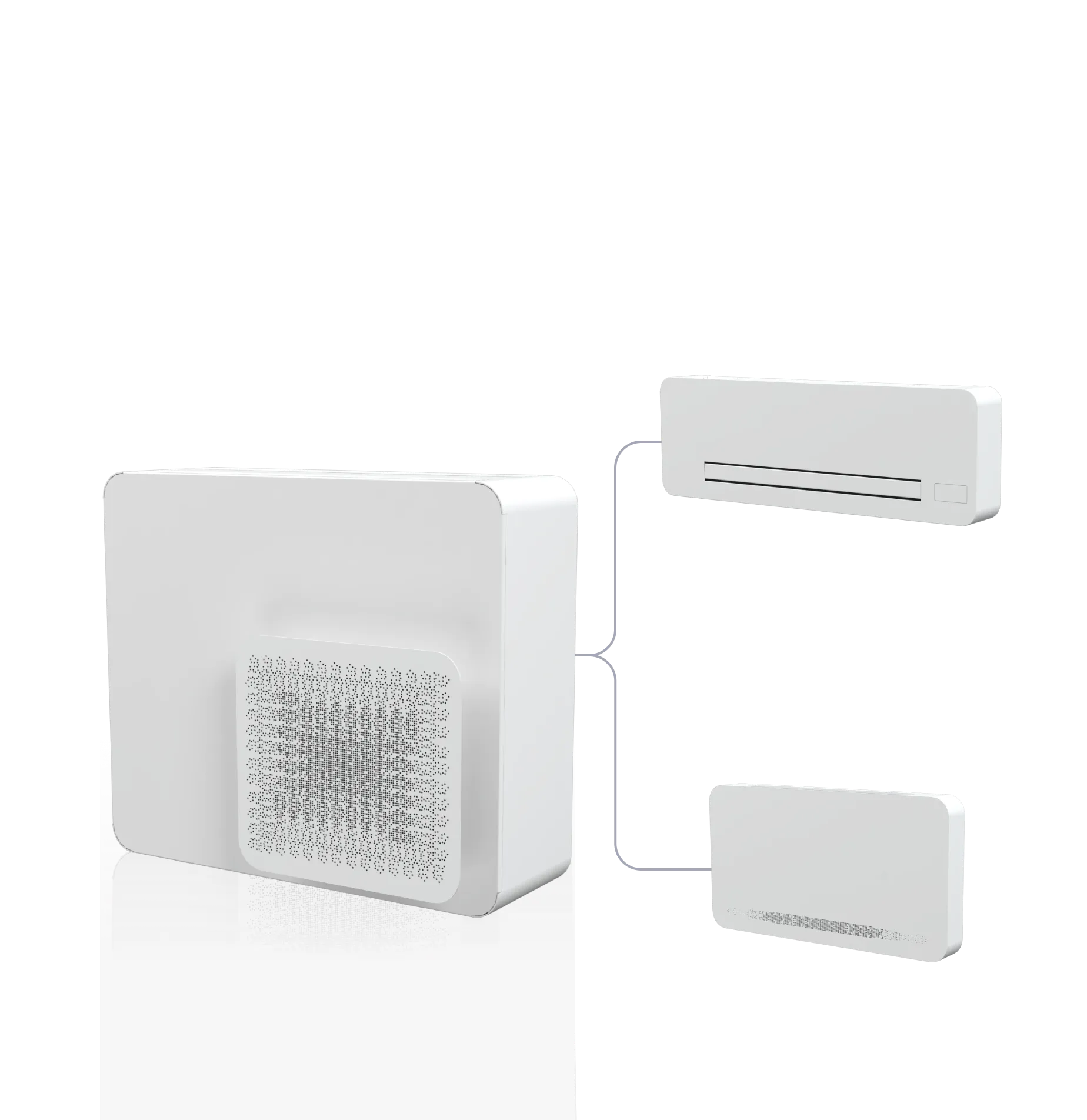 A STØNE outdoor unit with OSMO and WLHP indoor units
